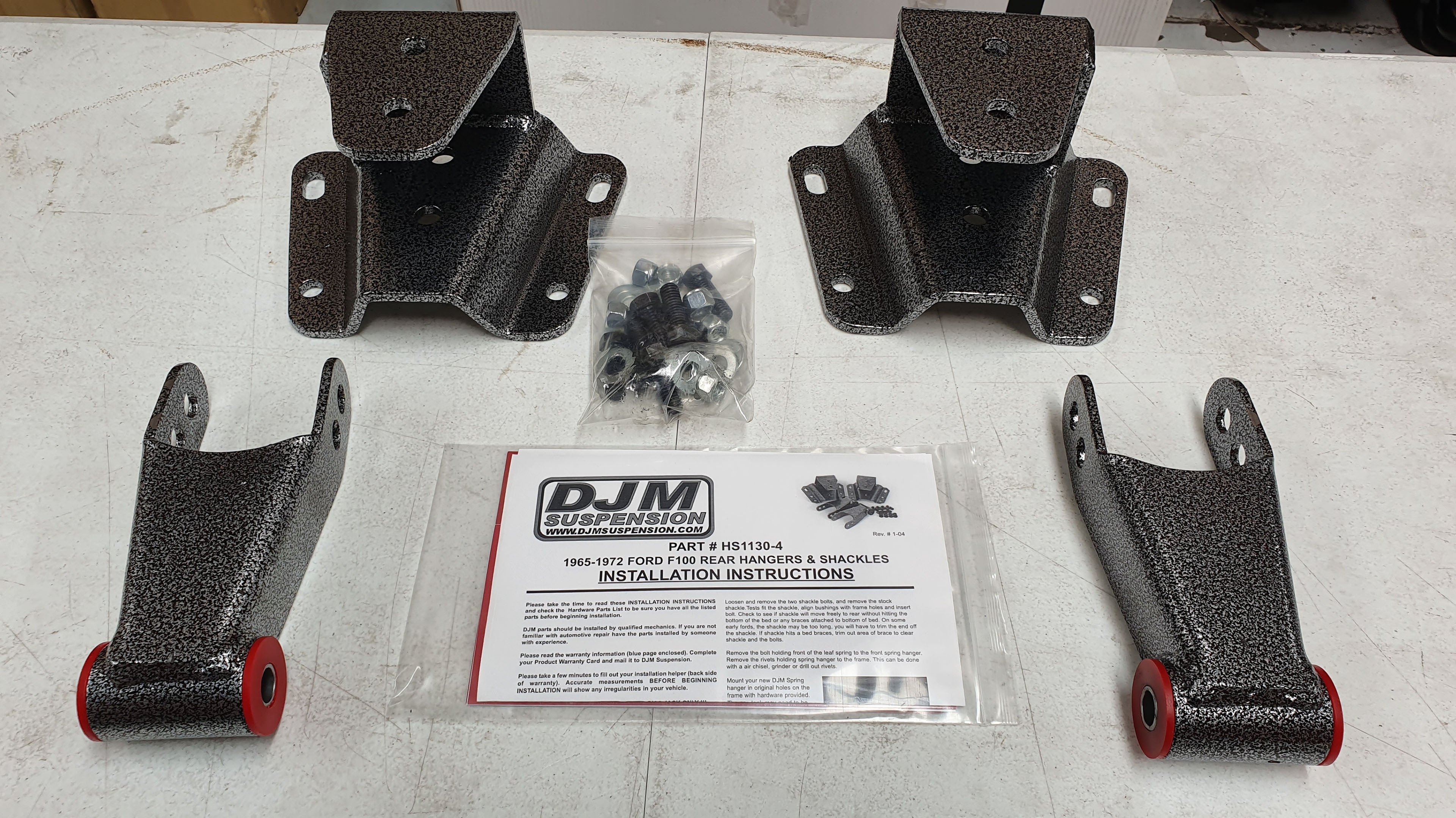 Ford F100 1965 - 1972 DJM Suspension Lowering Kit - Rear Leaf Spring Hanger And Shackle Kit (4 Inch Drop)