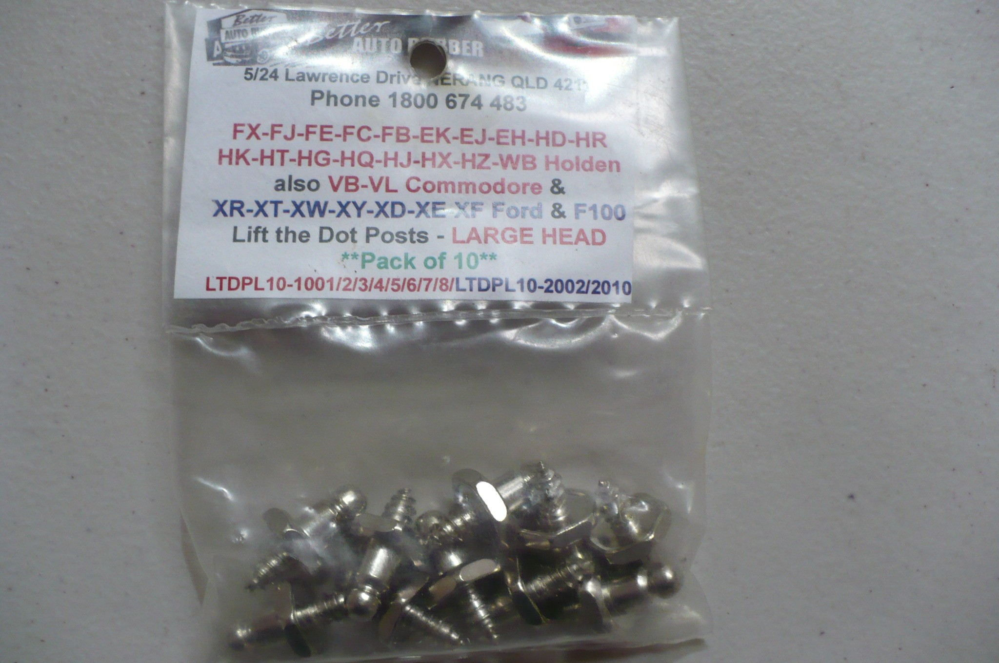 Holden FX-WB & Commodore VB-VL & Ford XR-XF & F100 Lift the Dot Posts(Large Head) 10pc
