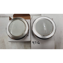 Holden HK-HT-HG Silver Interior Courtesy / Pillar Light Dome Base + Lens (Pair)